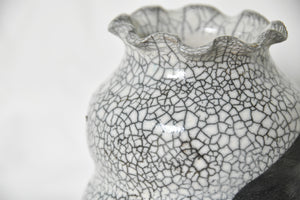 Scalloped Raku Vase